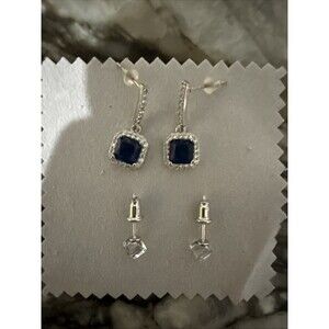 2 Pair Swarovski Crystal earrings from Plato-H Cube Color Changing & Blue Drop